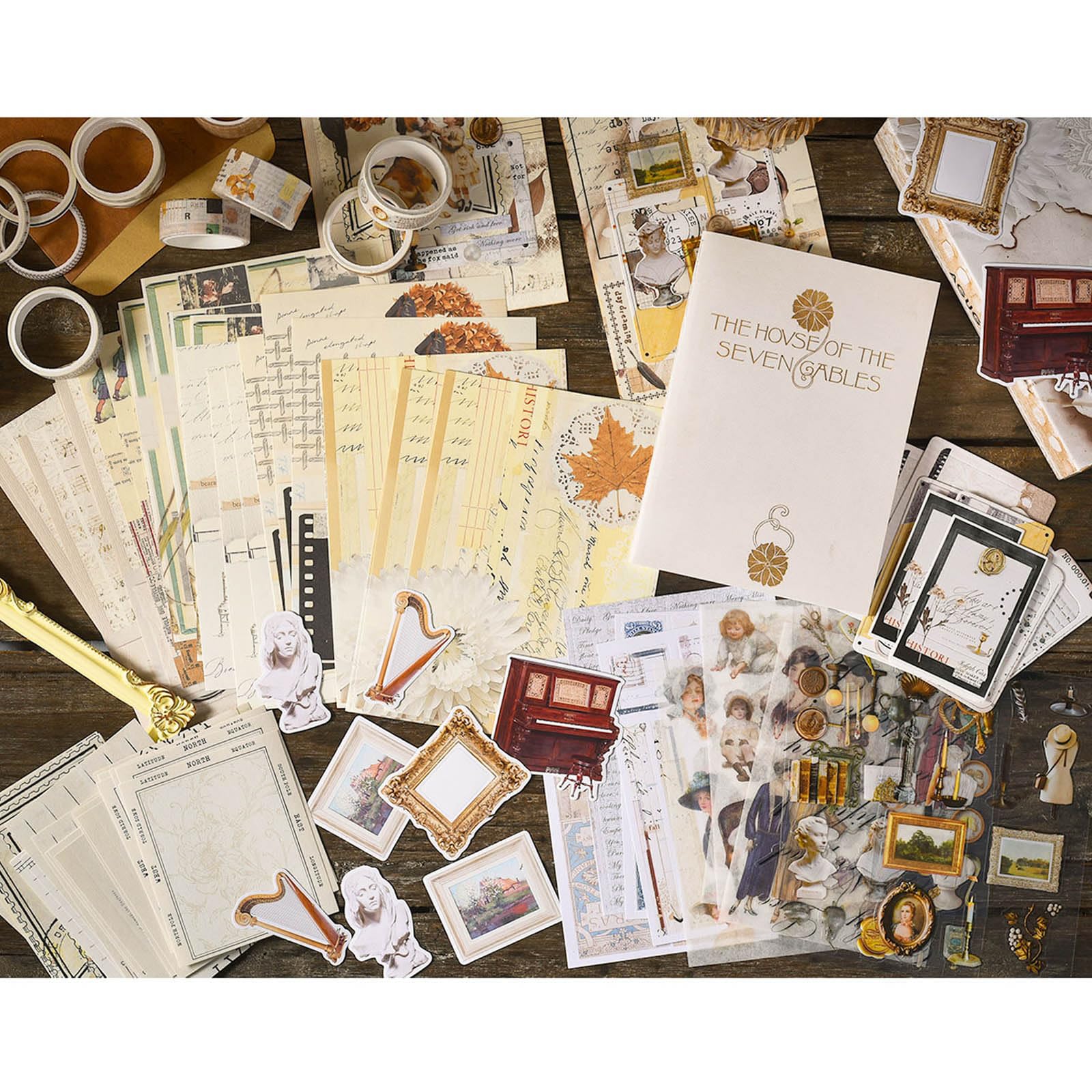 Kit Per Scrapbook E Diario Vintage | Incluso Quaderno A6, Washi Tape, Carta E Adesivi | Ideale Per Principianti - Foto 3