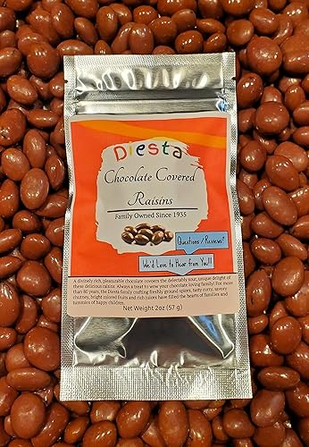 Deliciosas pasas cubiertas de chocolate, tamaño de bocadillo gourmet de 2 onzas, propiedad familiar desde 1935