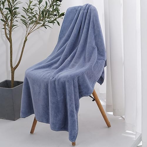 Miniatura 5 de Juego de 2 toallas de microfibra de secado rápido, toallas de baño súper suaves y absorbentes, grandes toallas de ducha, color azul rey