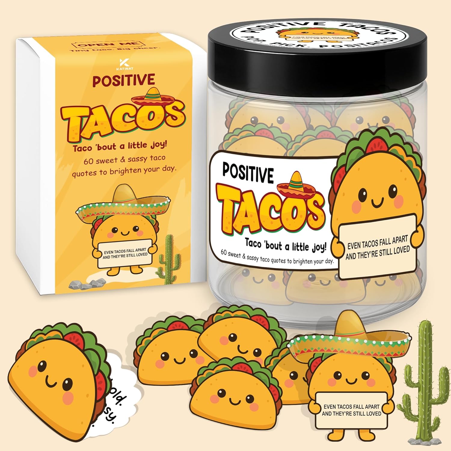 Positive Taco Jar 60 Positive Affirmation Cards Unique Mothers Day Gifts for Mom From Daughter Son Cute Graduation Gift for Her Him Nurse Teacher Appreciation Gifts for Women Men Cinco de Mayo Decor