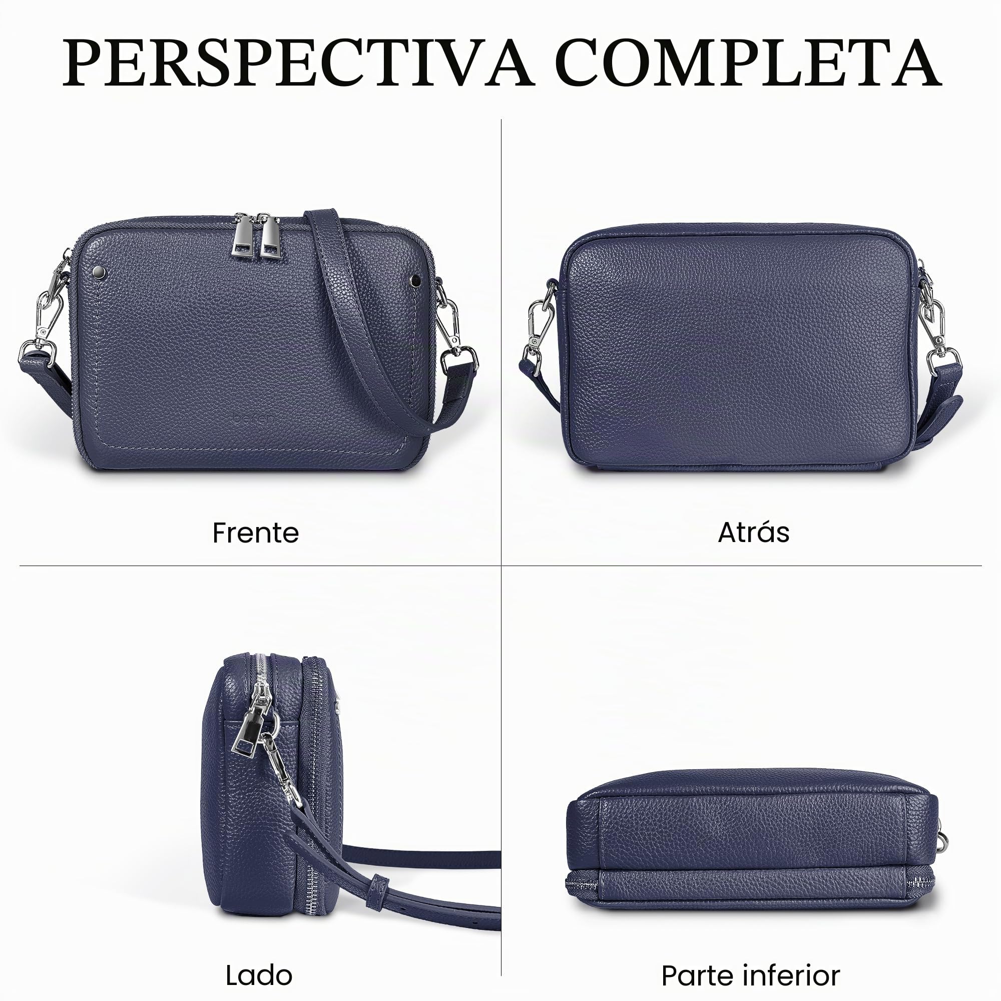 befen Bolso cruzado de piel auténtica para mujer, con bloqueo RFID, bolsa de hombro pequeña para mujer, bolsos de mano con ranuras para tarjetas