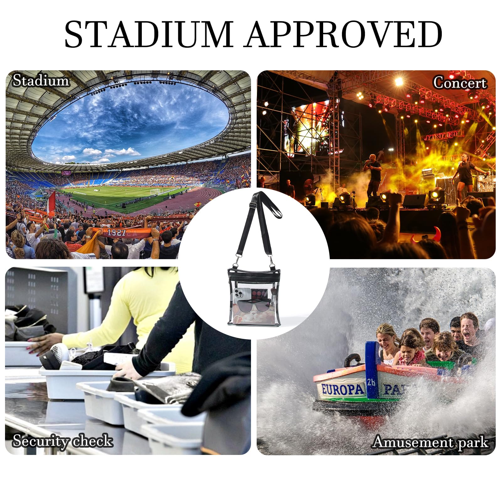 TOBVZOO Clear Bag Stadium Approved, Crossbody Transparent Bag for Concerts Sports Events, Purses for Men & Women