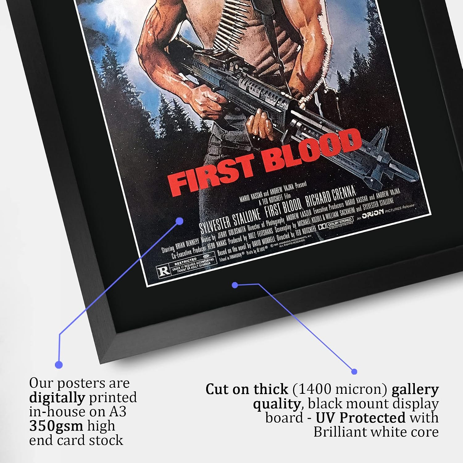 HWC Trading First Blood Sylvester Stallone Rambo 16 x 12 inch Framed Gifts Printed Poster Signed Autograph Picture for Movie Memorabilia Fans - 16" x 12" Framed