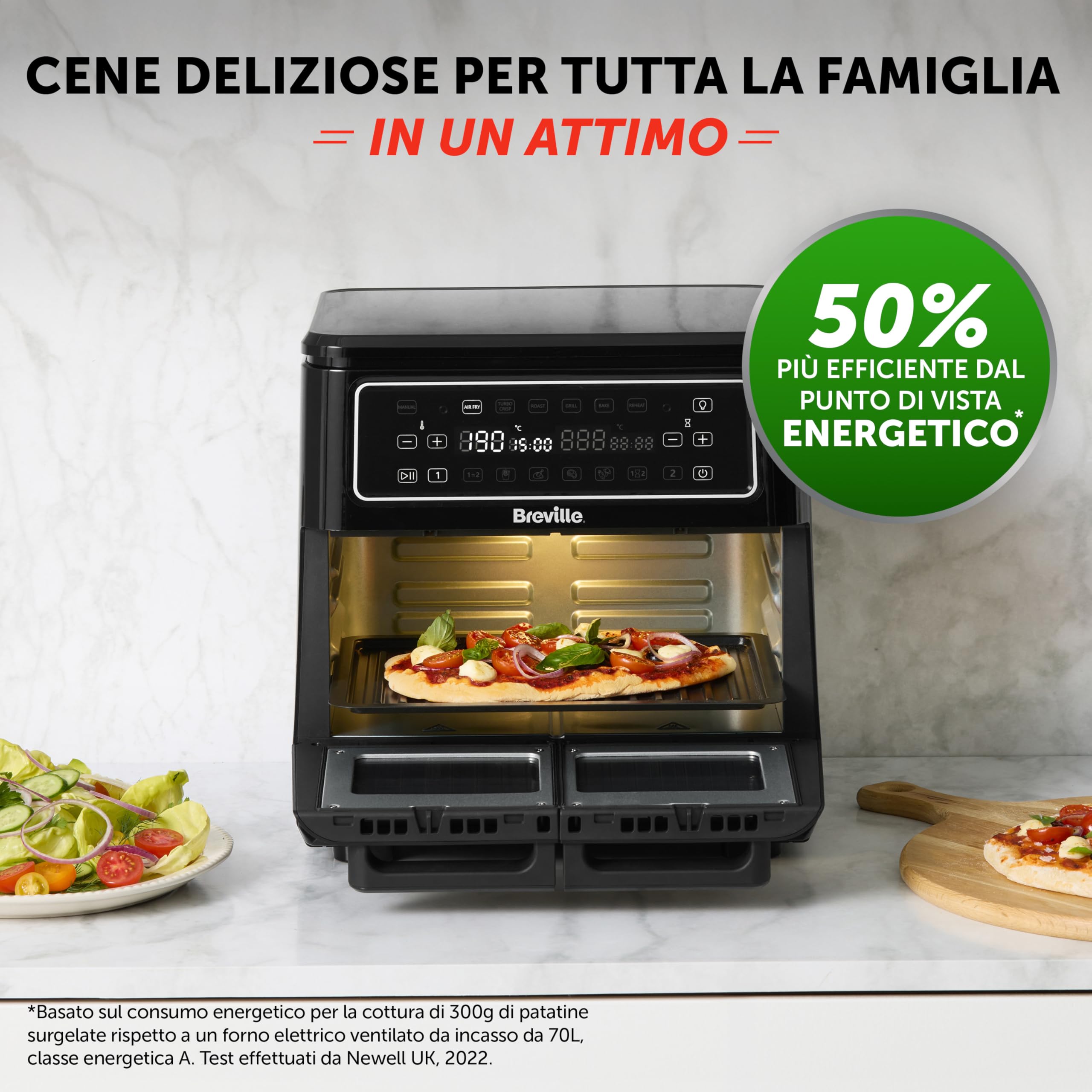 Breville friggitrice ad aria doppia camera 1800 watt 11 lt