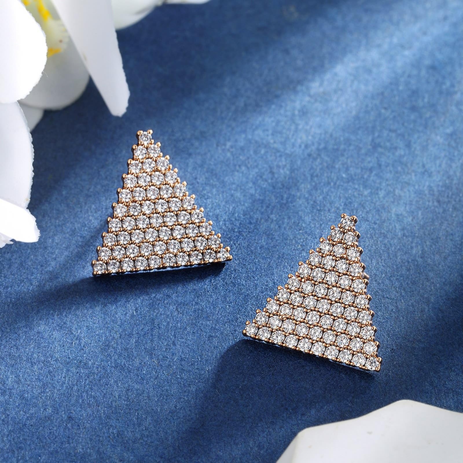 Ohrringe Gelbgold Au 375/585/750 Echt Gold Schmuck mit Moissanit Dreieck