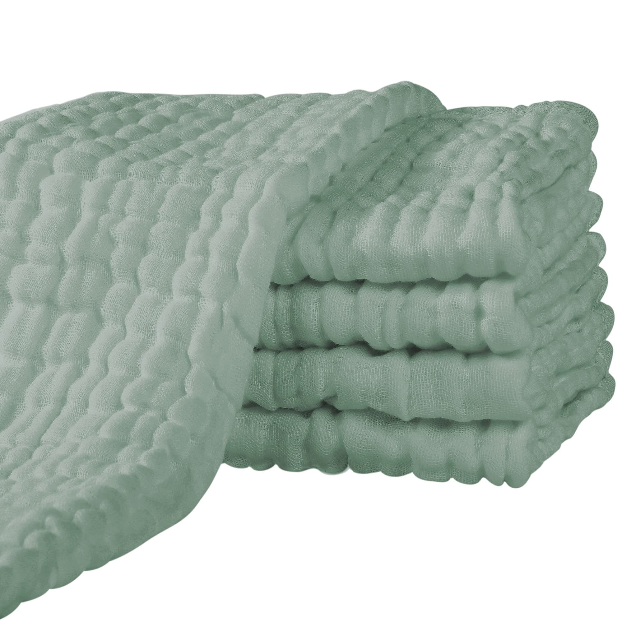 Yoofoss Mullwindeln Spucktücher 5er Set 65x65 cm Mulltücher 100% Baumwolle Stoffwindeln Saugstark Faltwindeln für Baby Kochfest Premium Qualität Dunkelgrün