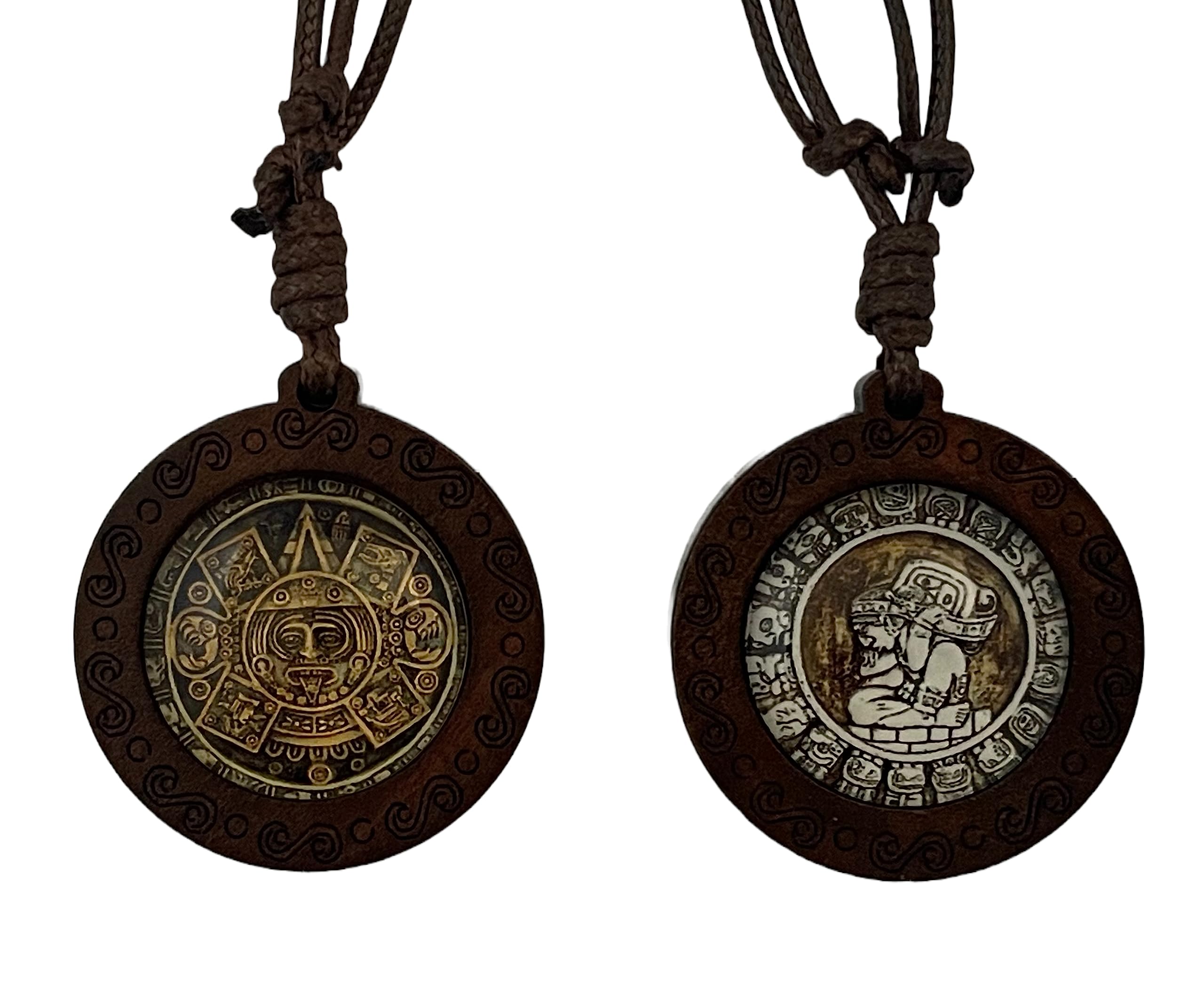 Mayan Necklace and Aztec Necklace Mexican Jewelry Maya Calendar Pendant Art