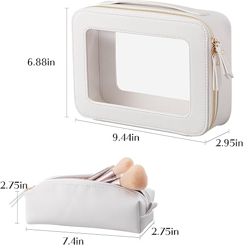 Miniatura 7 de HBselect Organizador de bolsa de maquillaje transparente, bolsa de aseo portátil de viaje, bolsa de cosméticos para mujeres, bolsa de almacenamiento