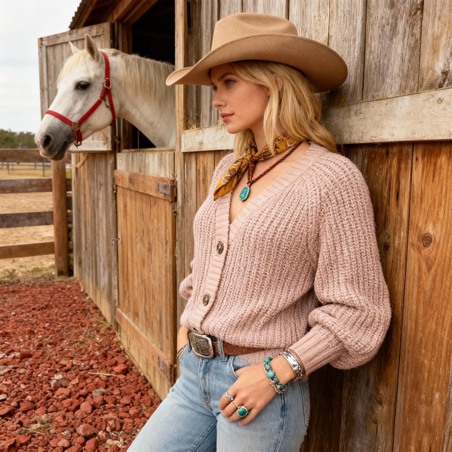 Women's Chunky Cardigan V-Neck Open Front Sweater Long Sleeve Knit Sweater Loose Casual Button Outerwear - Image 6