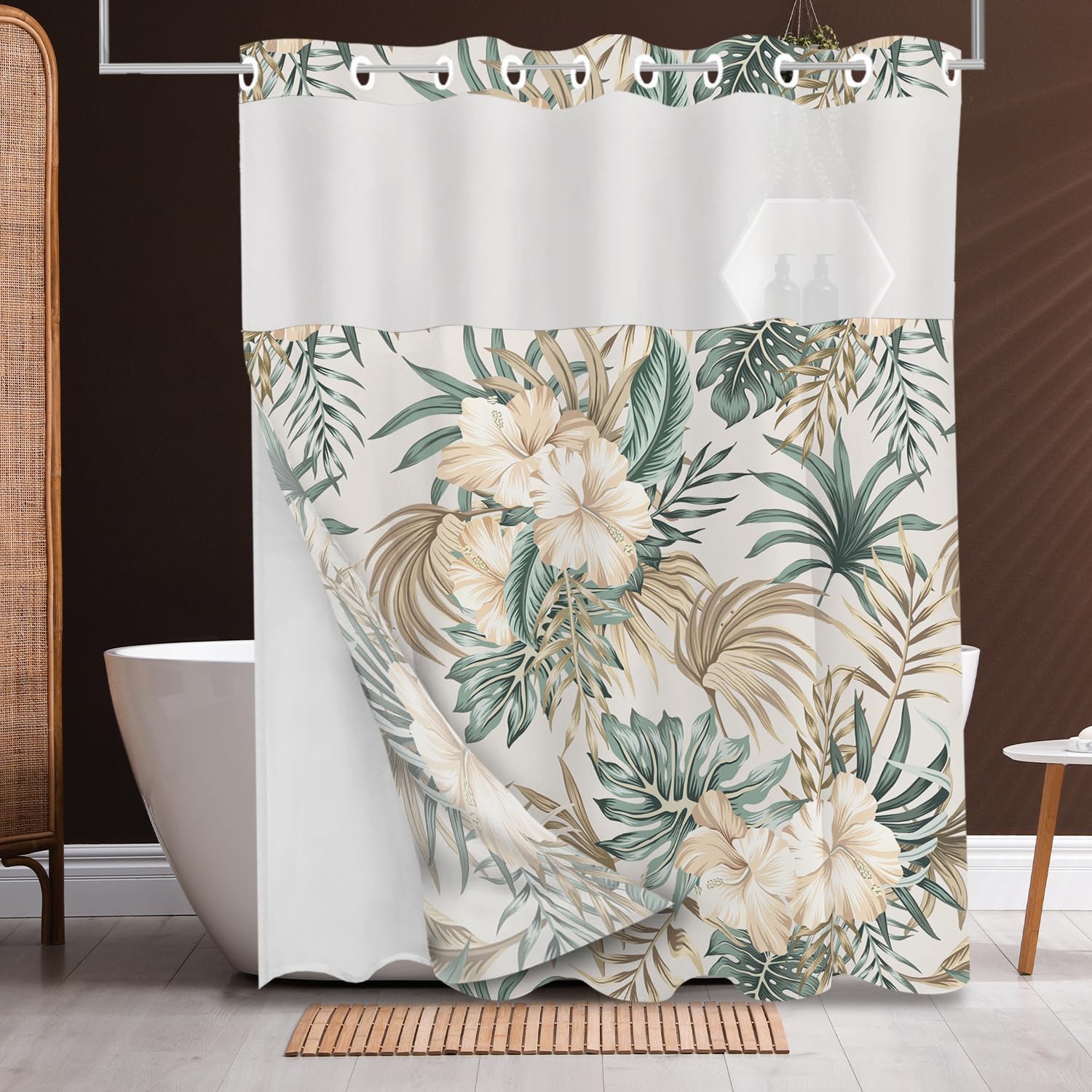 Tenda Da Doccia Blu 180x180, Tenda Da Bagno Impermeabile Con Fiori E Farfalle Tenda Da Bagno In Tessuto Di Poliestere Lavabile Per Bagno 96426385