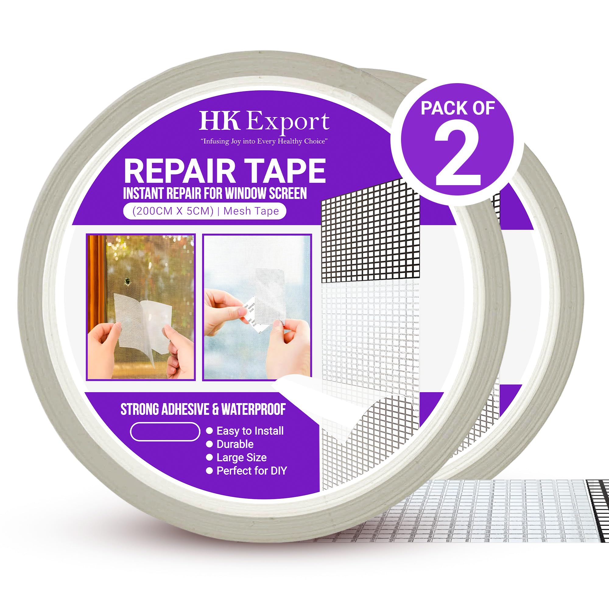 HKEXPORT Mosquito net Patch Repair Tape | Strong Adhesive & Waterproof Window Mosquito net Covering Mesh Tape for Door Tears Holes Screen Patch Repair (Net Tape) (200Cm X 5CM) Pack of 2 (B0D7MYBV8L) Amazon Price History, Amazon Price Tracker