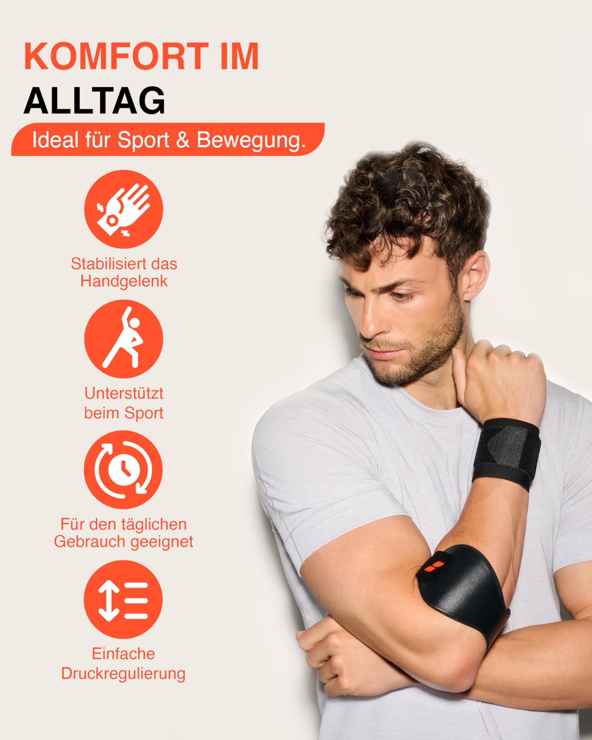 SPORLASTIC – Ellbogen Bandage EPI-HiT Bundle für Tennis- & Golferarm - Orthopädische Ellenbogen- & Handgelenkbandage gegen Schmerzen bei Sehnenscheidenentzündungen – Epikondylitis Spange - Schwarz 2
