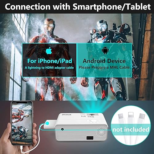 Miniatura 3 de Proyector de 1080p para películas al aire libre mini proyector portátil de película HD compatible para uso en interiores al aire libre video de cine