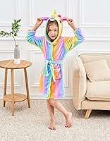 Vista 4 de Doctor Unicorn Bata de baño suave con capucha de unicornio - Regalos de unicornio para niñas