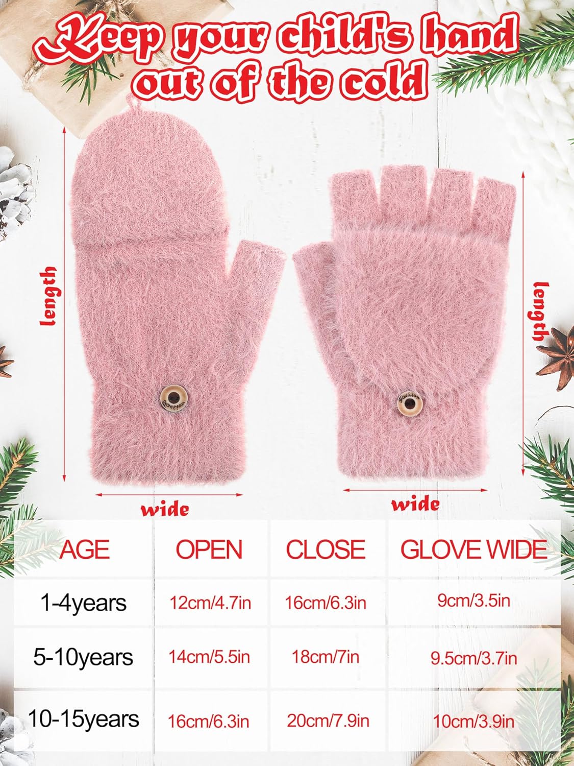 Geyoga 3 Pairs Kids Fingerless Gloves Winter Flip Gloves Warm Convertible Mitten for Girls Teenager Half Fingerless Mittens - Image 3