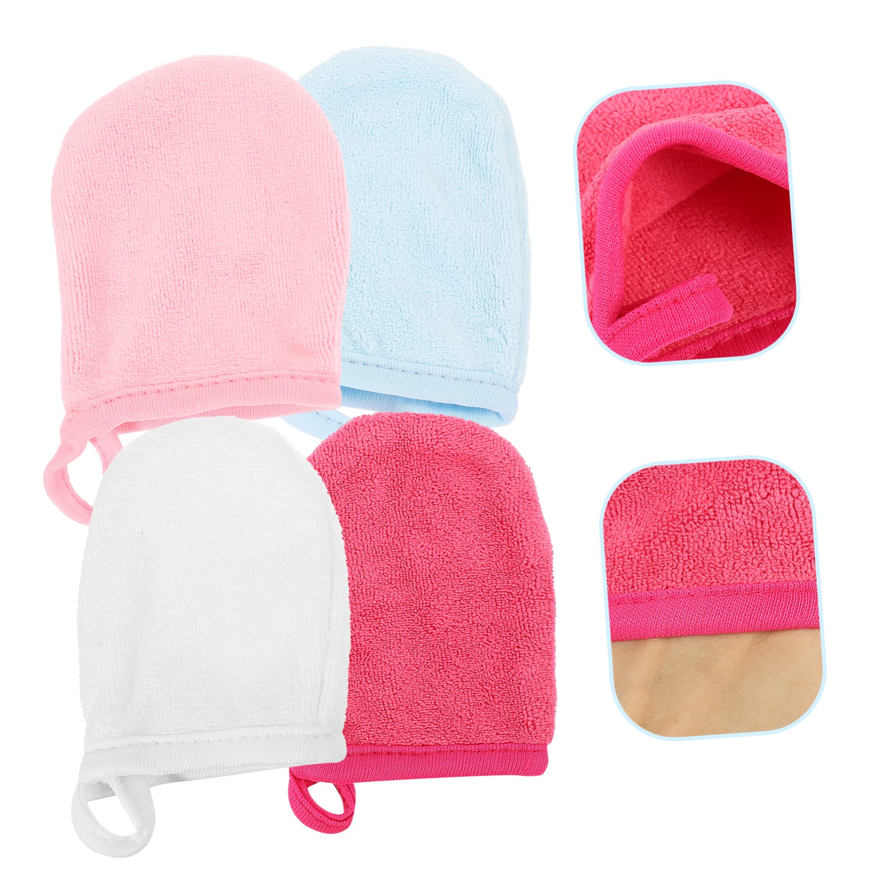 FRCOLOR 4sets Gesichtsreinigungshandschuhe Waschhandschuhe Gesichtspeeling Make-up-entferner Handschuhe Schlafmaske 4pcs * 4
