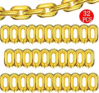 Virtue morals 32 Pcs 16 inch Foil Chain Balloons, Jumbo Chain Balloons for 80s 90s Party Decorations Giant Balloon Chain Balloons Gold