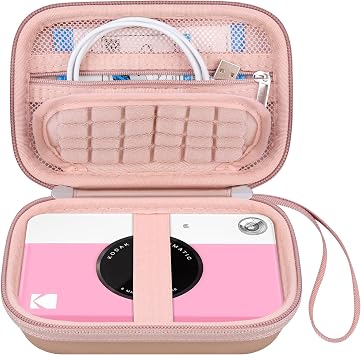 Canboc Carrying Case for Kodak Printomatic/Kodak Printomatic+/ Kodak Printomatic Plus Instant Print Digital Camera, Zipper Mesh Pocket fit Photo Paper and Cable, Rose Gold Case Only