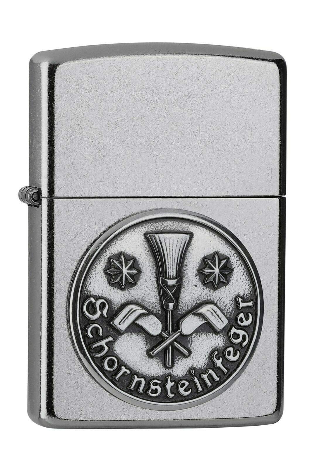 Zippo Chimney Zapalniczka Sztormowa, Emblemat, do Napełniania, Wielokrotnego Użytku, Wiatroodporna Konstrukcja, Pudełko na Prezent, Wykonano w USA, Chrom (Street Chrome)