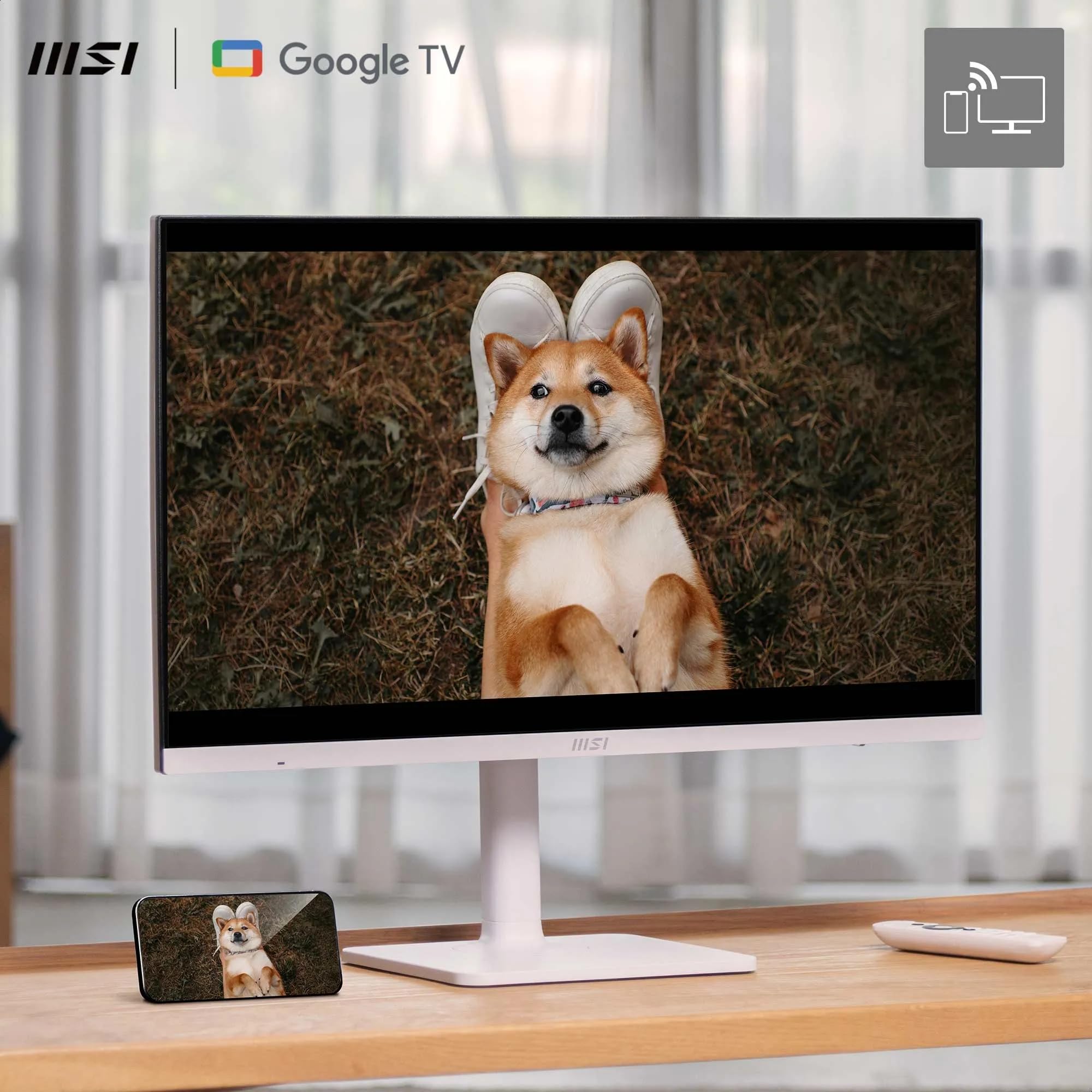 MSI Modern MD272UPSW Monitor Inteligente de 27" con resolución 4K UHD y Google TV: Google Assistant, Dolby Audio, Pantalla inalámbrica, Multi Control; WiFi 5, Bluetooth 5.0, LAN, HDMI, Blanco
