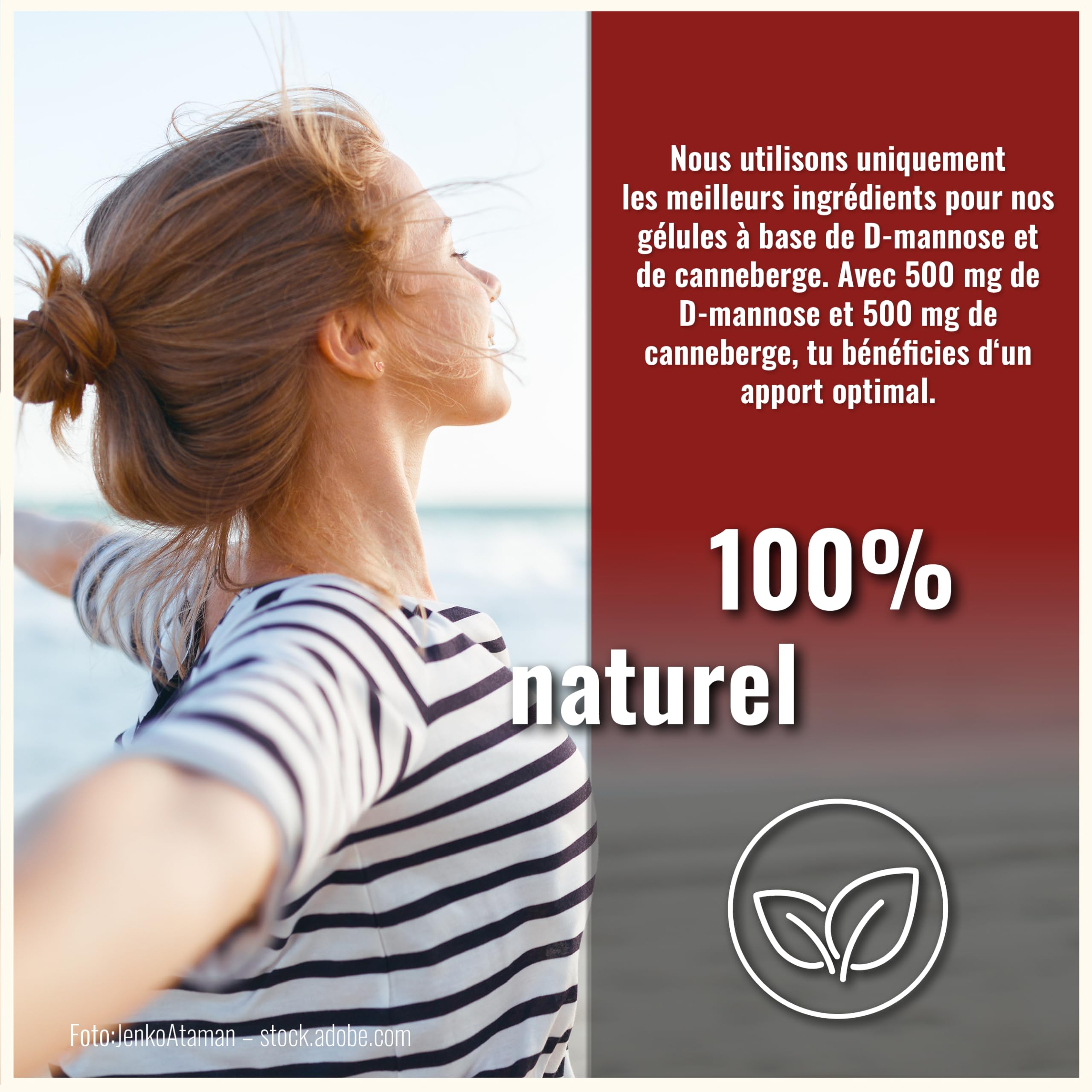 Gélules de D-Mannose & Cranberry – 200 gélules véganes – avec D-Mannose en poudre et Cranberry – 500 mg par portion journalière