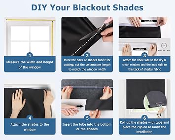 LazBlinds 100% Blackout Roller Shades, No Tools No Drill Cordless Blinds for Windows, Thermal Insulated UV Protection Privacy Window Shades for Bedroom (48''W x 72''H, Beige)