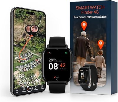 PAJ Smartwatch Finder 4G avec Fonction d’Appel – Montre GPS pour Enfants et Seniors – localisation en Temps réel – SOS – caméra – Messages vocaux et étanchéité – Idéale pour Les Soins Alzheimer