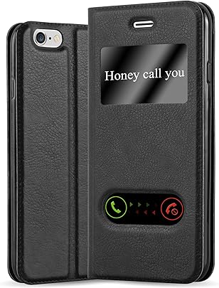 Cadorabo Coque pour Apple iPhone iPhone Noir COM TE Housse Protection avec Stand Horizontal  Fente Carte Deux Fen tres View Etui Poche Folio Case Cover Cadorabo Coque pour Apple iPhone iPhone Noir COM TE Housse Protection avec Stand Horizontal  Fente Carte Deux Fen tres View Etui Poche Folio Case Cover