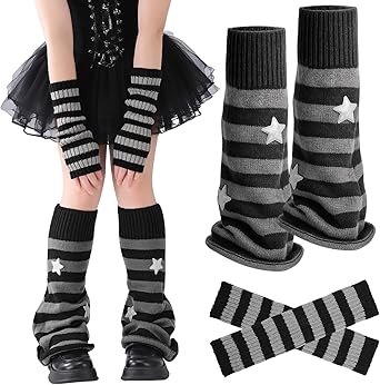 Jspupifip Y2K Leg Warmers for Women, Star Arm Warmers Streetwear Leg Cover Retro Stretchy Dance Accessories