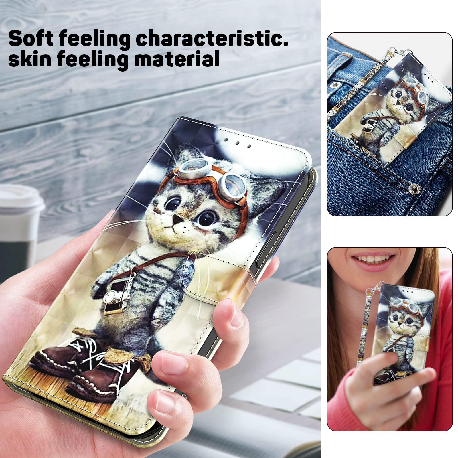 Rapuled Cover per Xiaomi Redmi 12C/Redmi 11A, Custodia a Libro per Xiaomi Redmi 12C/Redmi 11A, Flip Caso in PU Pelle Portafoglio Custodia con Slot Carte Magnetica [Interno TPU Antiurto] (Chat 2