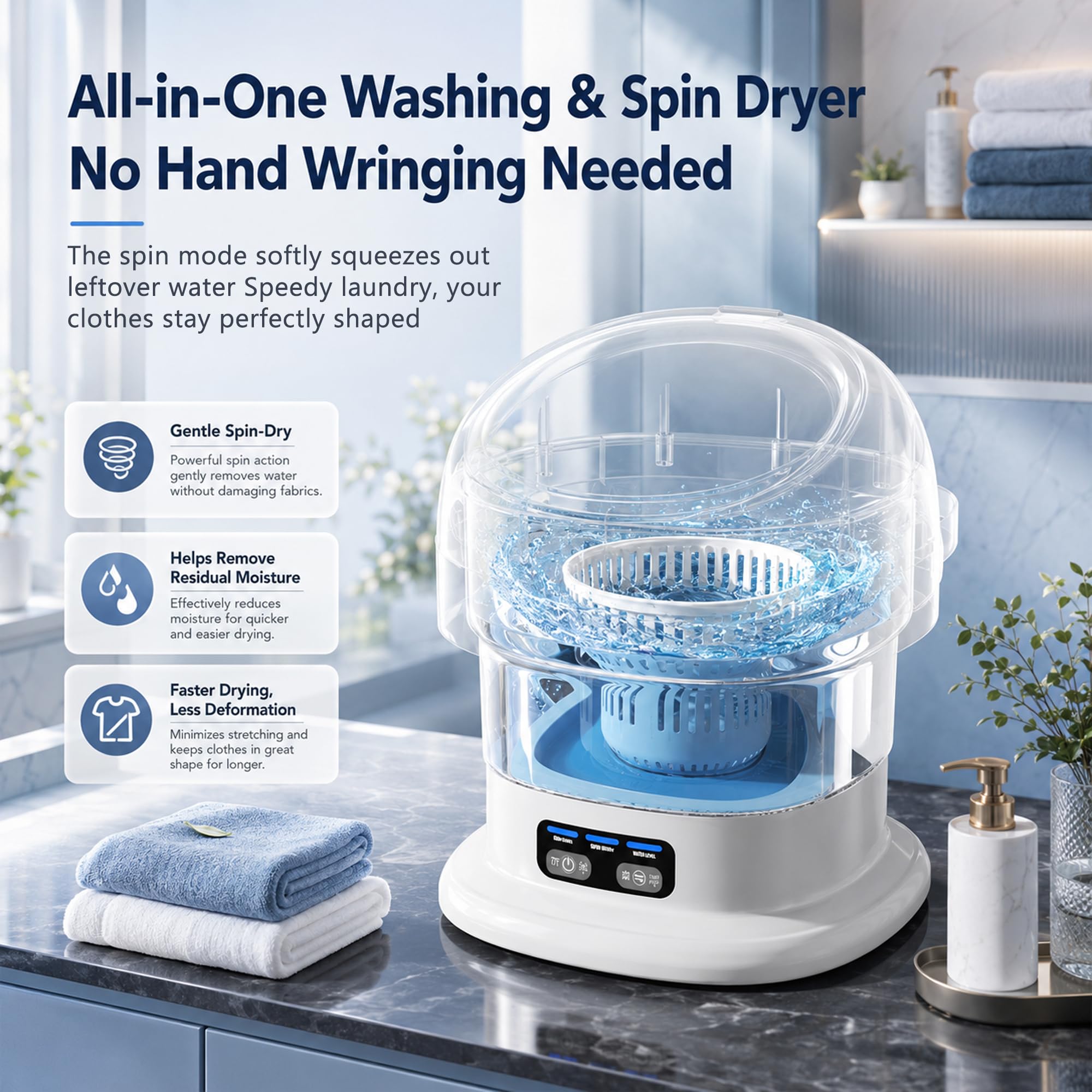 Mini machine à laver pliable 13,5 L portable avec essorage