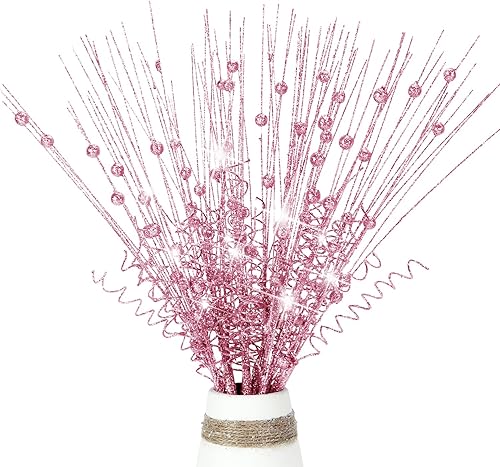 16 piezas de púas para árbol de Navidad con brillantina, rizados, tallos de bayas artificiales brillantes, ramas Ting de 17 pulgadas, rellenos de