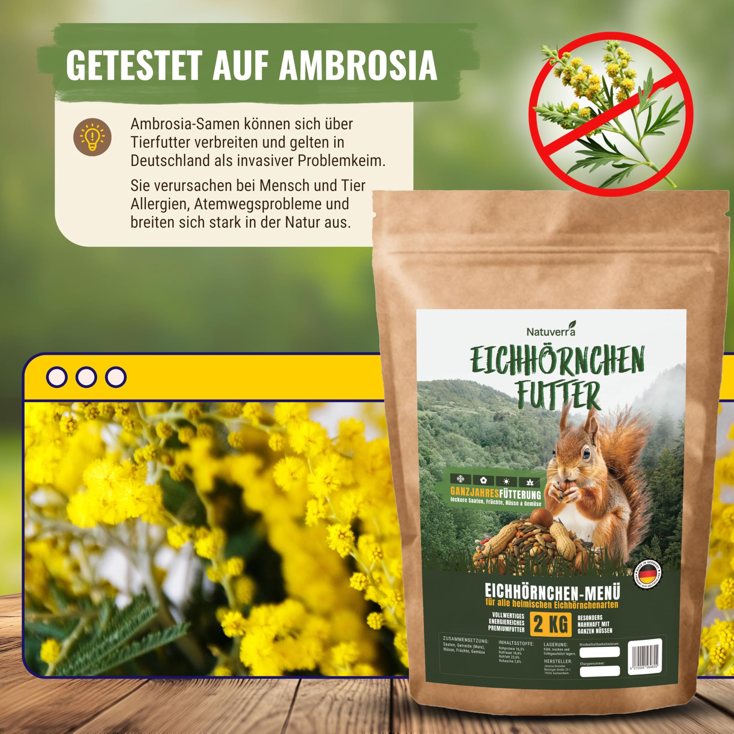 Menú de ardilla de 2 kg, mezcla premium de semillas, cereales, frutos secos, frutas y verduras, rica en proteínas y energía, alimento para todo el año para ardillas y ardillas, resellable