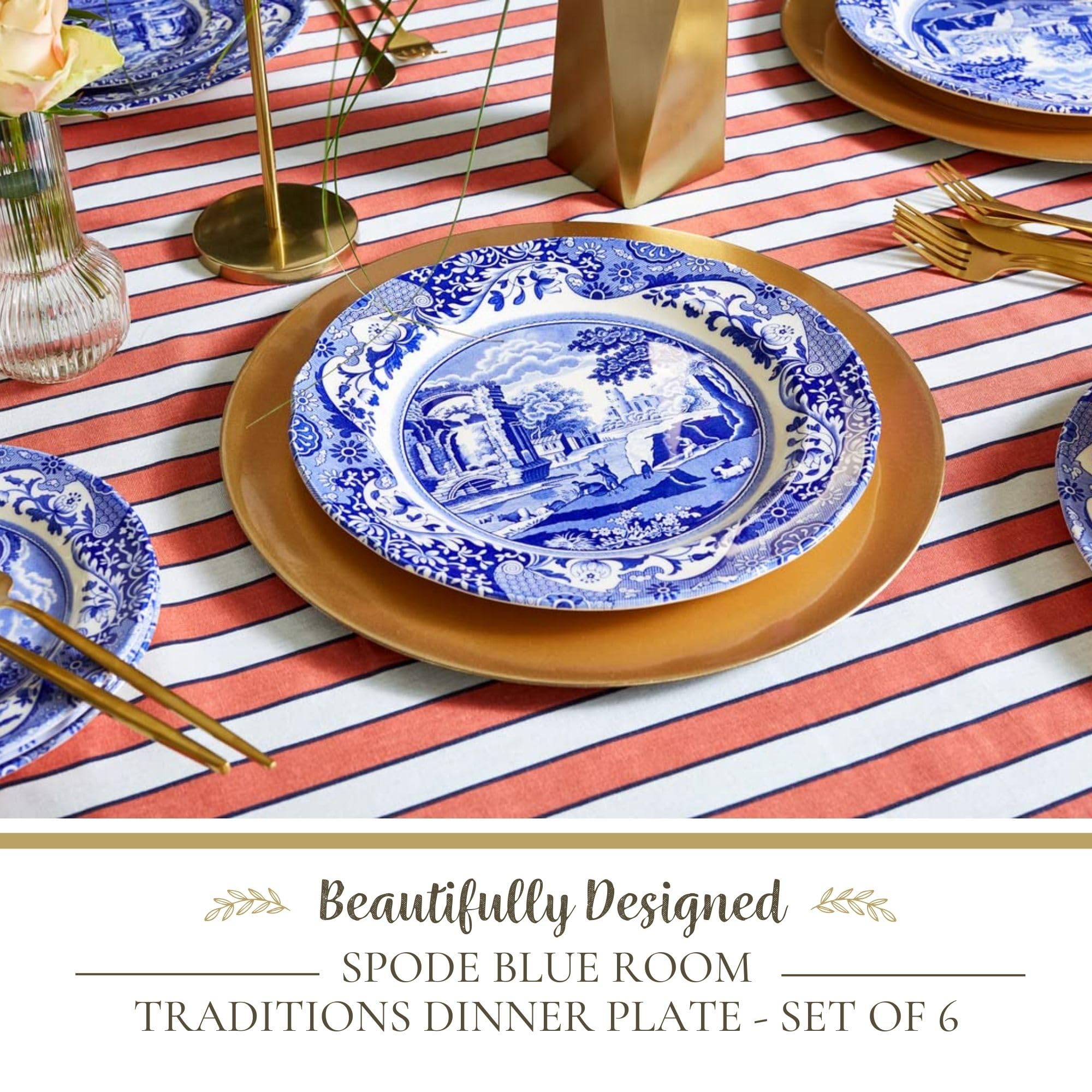 Amazon.com | Spode Blue Room Traditions Plate Set, Set of 6-10.5