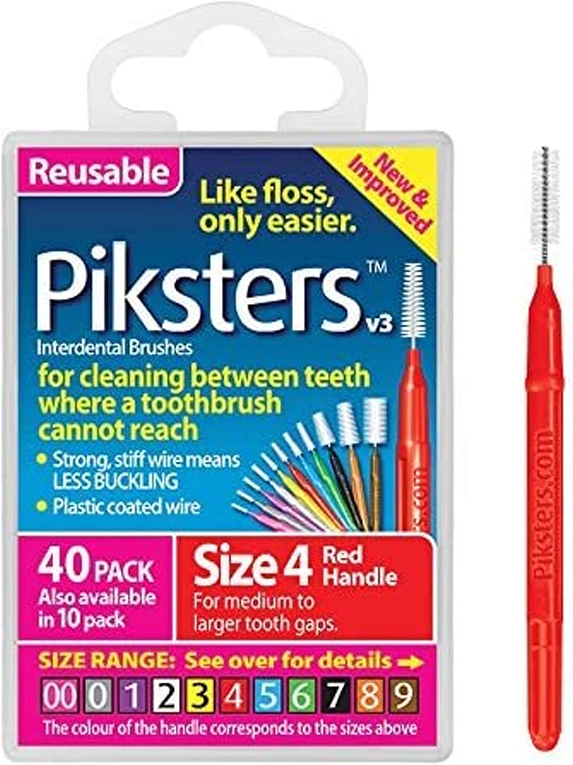 Piksters Interdental Brush Size 4 (40 Pack) by Pikster