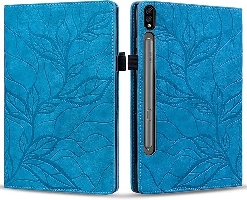 Miniatura 7 de Rosbtib Funda para Samsung Galaxy Tab S9 PlusS8 PlusS7 Plus, Hoja De Árbol En Relieve Diseño Ultra Delgada Ligero Folio Cubierta Para Galaxy Tab S9
