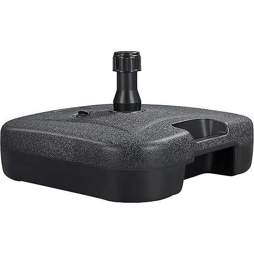 Yaheetech Umbrella Base 22L Square Water & Sand Filled Patio Outdoor Umbrella Stand with Steel Umbrella Holder Suit for Dia 1.5'' or 1.9'' Umbrella Pole, Black