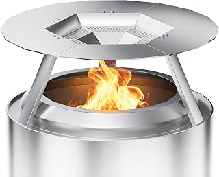 joqepy 19.5" Heat Deflector for Solo Stove Bonfire - 304 Stainless Steel with Handles, Portable Heat Redirector for Camping Fire Pits