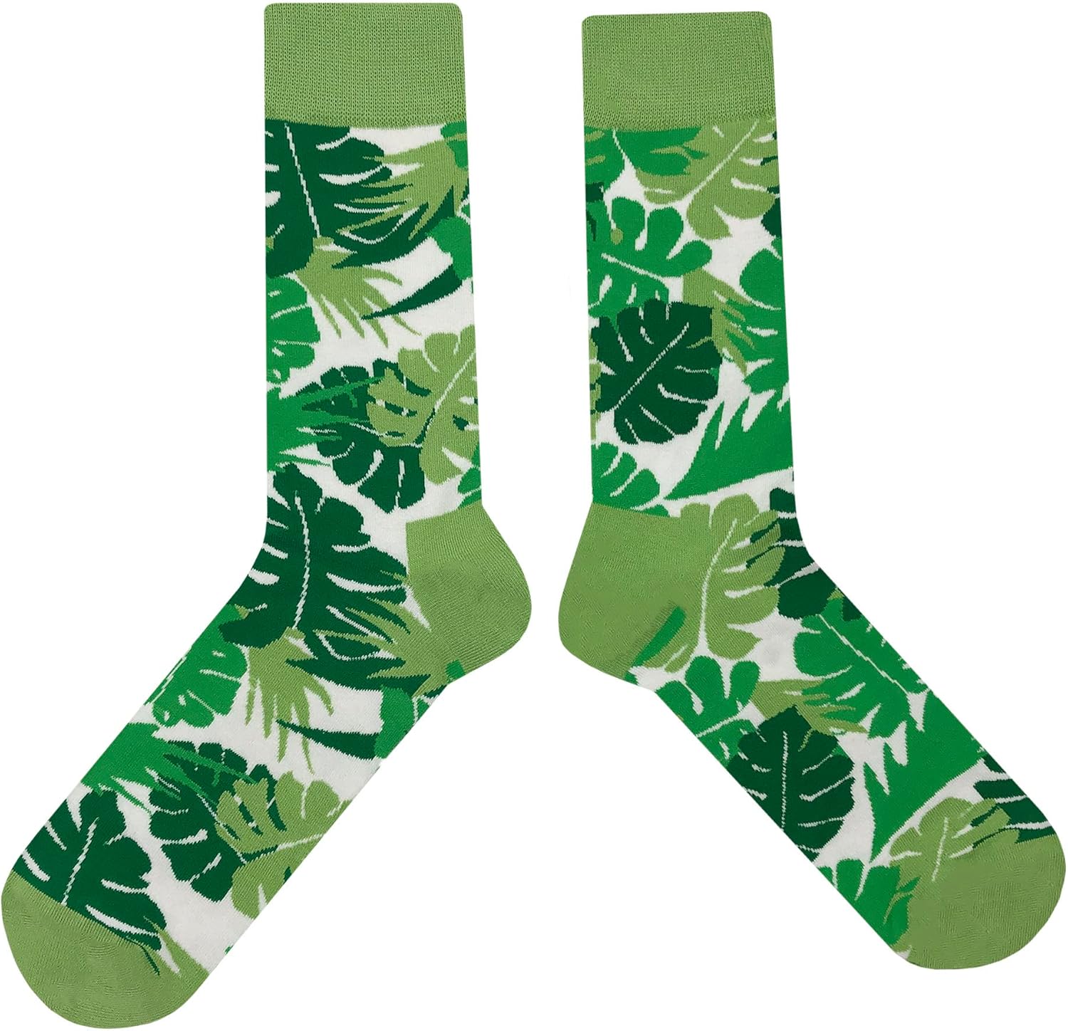 Green Fern Dress Socks Funny Novelty Crazy Fun Design Men Size 8-12 Cotton Casual Crew Colorful Funky Fancy Socks Gift for Men - Image 2