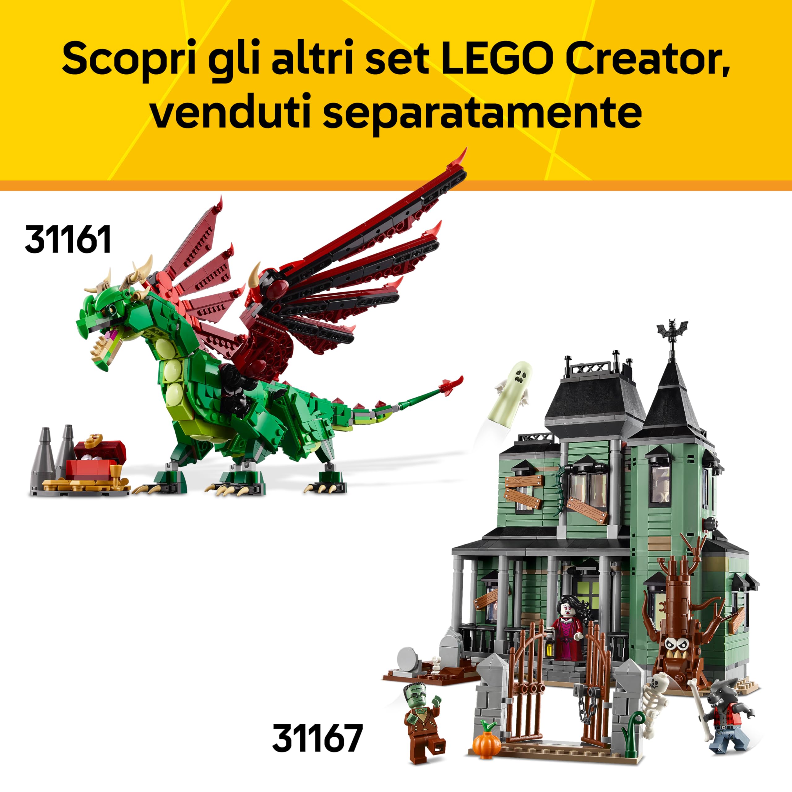 LEGO Creator 3 in 1 Castello del Cavaliere Medievale - Giocattolo Trasformabile in Scena di Torneo o in Villaggio - Include 6 Minifigure - Regalo Creativo per Bambini e Bambine da 9 Anni in su - 31168
