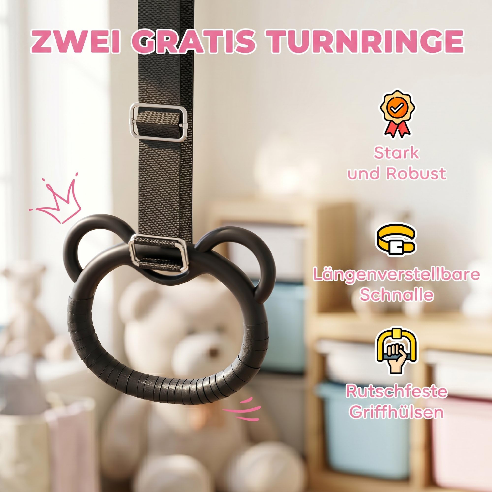 HOMCOM Gymnastikstange für Kinder Faltbares Turnreck 88-128cm