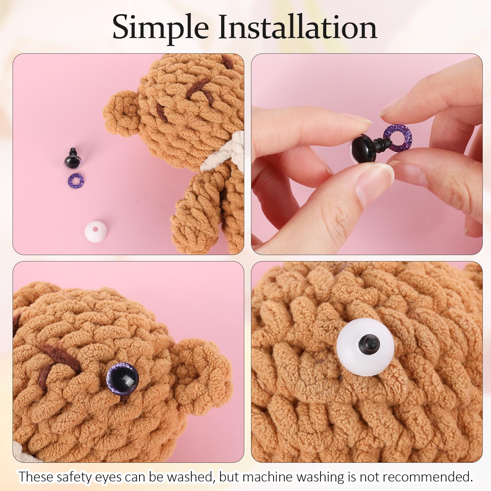 Piuluvor Sicherheitsaugen 48 Stück - Häkelaugen 12/16/20mm Für Amigurumi