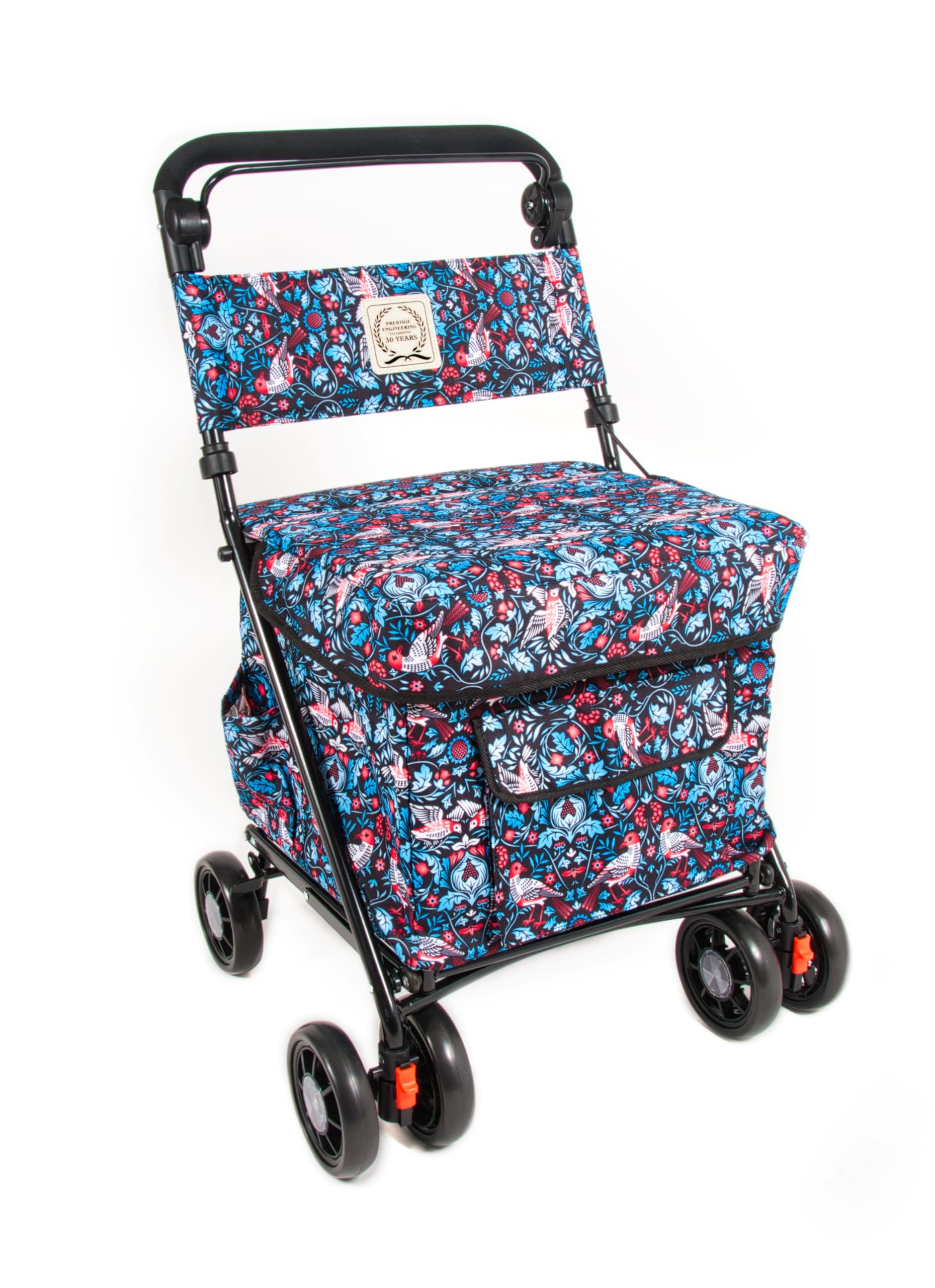 Sovereign -Lightweight Seated Shopper/Walking Trolley (Fully Assembled/Folds Flat/Swivel Wheels/Adjustable Handle) (Paradise)