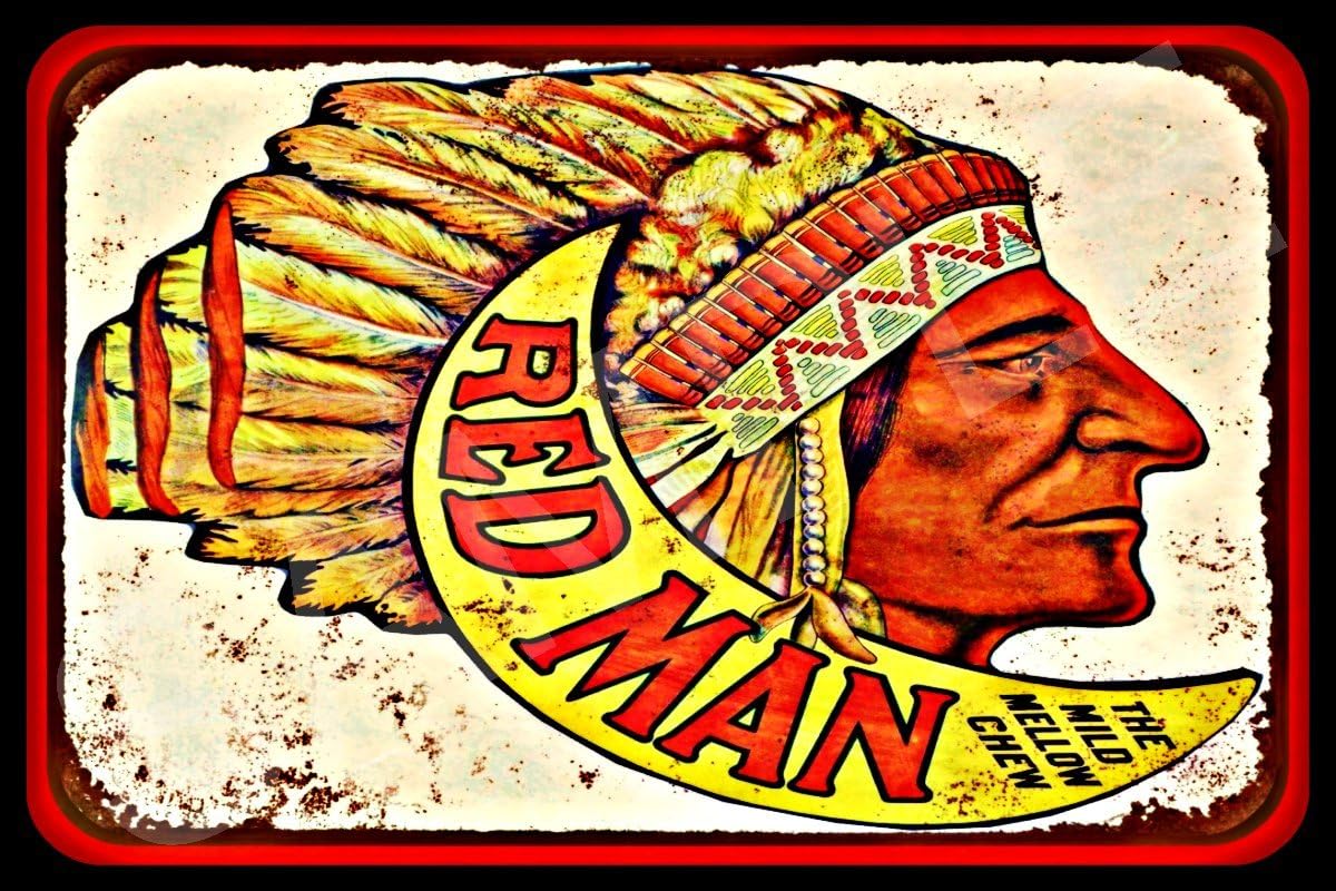 *METAL SIGN* Redman Chew MADE IN USA! 8"x12" Metal Sign All Weather Metal LOG CABIN Decor Rustic Distressed