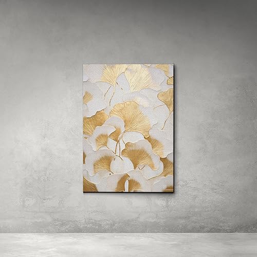Miniatura 4 de Original Ginkgo biloba Print On Canvas, Modern Textured Gold Wall Art, Abstract Gold Leaves Print, Living room Wall Decor, Art Decor, Decor