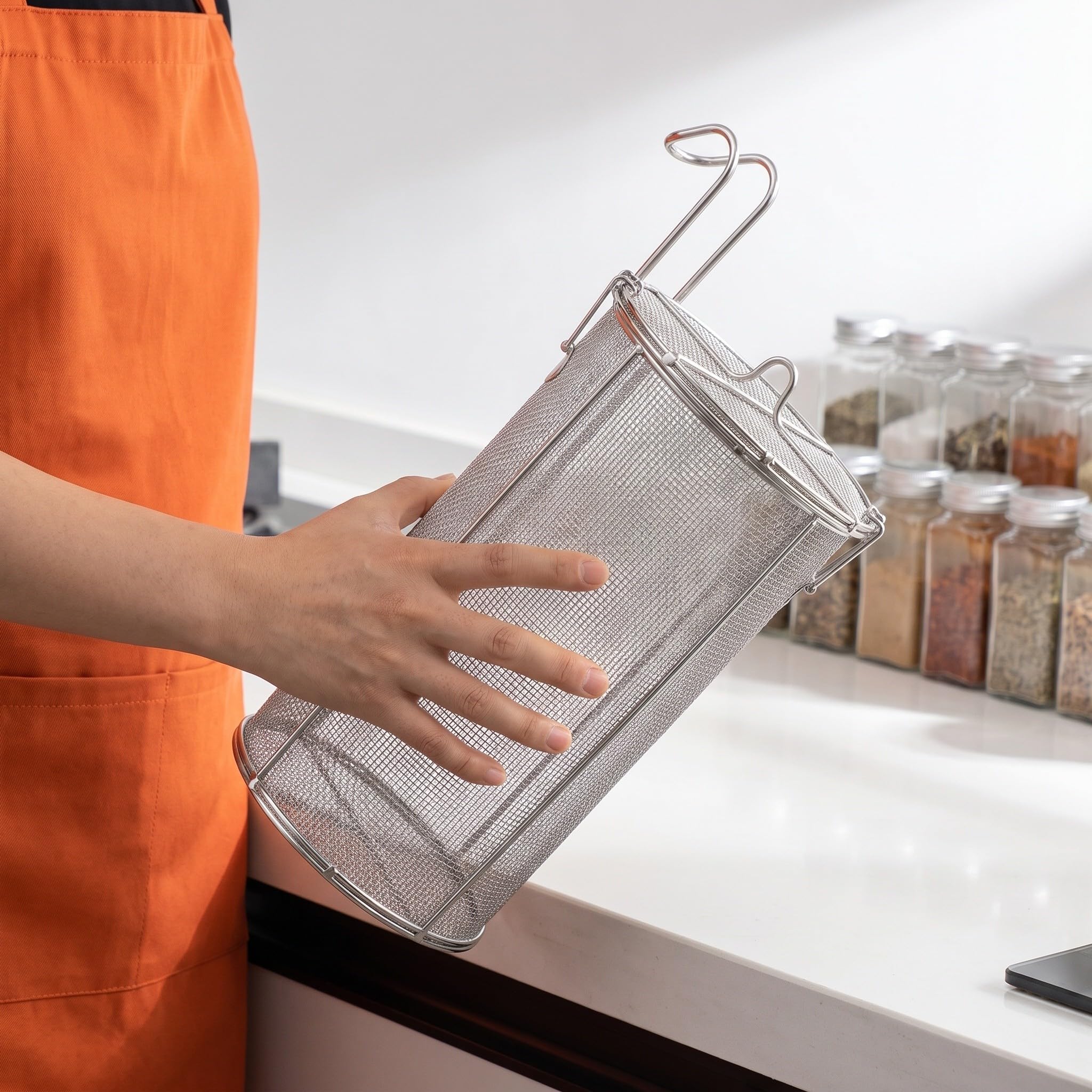 OUNONA Filtro per condimenti in acciaio inox, infusore per tè con gancio