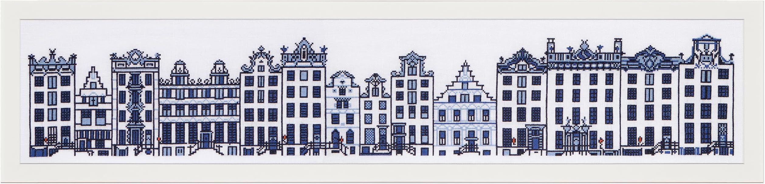 Thea Gouverneur - Counted Cross Stitch Kit - City Street Amsterdam - Linen - 32 Count - Embroidery Kit for Adults - DMC Embroidery Threads and Other Cross Stitch Supplies Included - 873