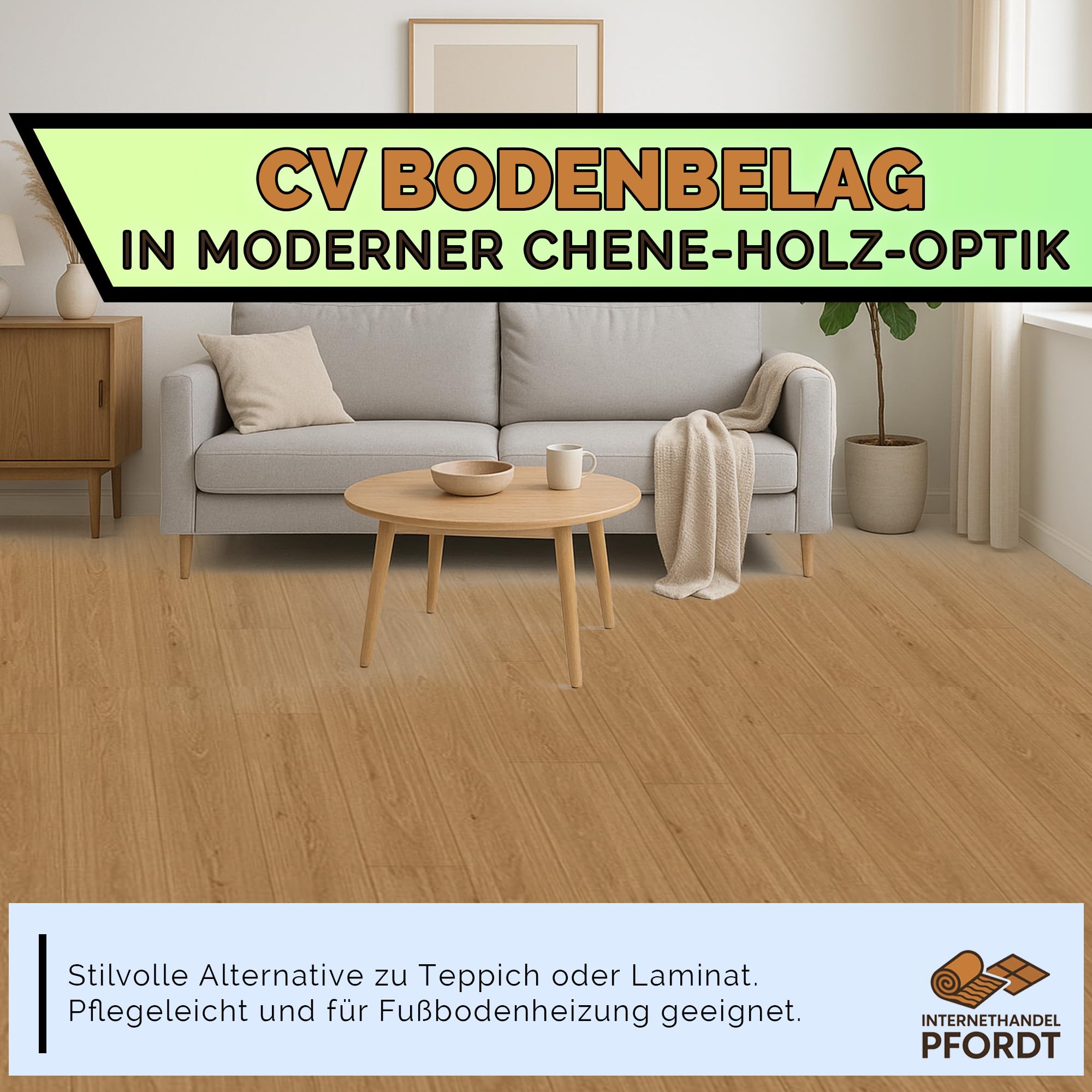 CV Bodenbelag Holz Chene, 400x200 cm, pflegeleichter PVC Vinylboden, Meterware für Küche und Wohnzimmer