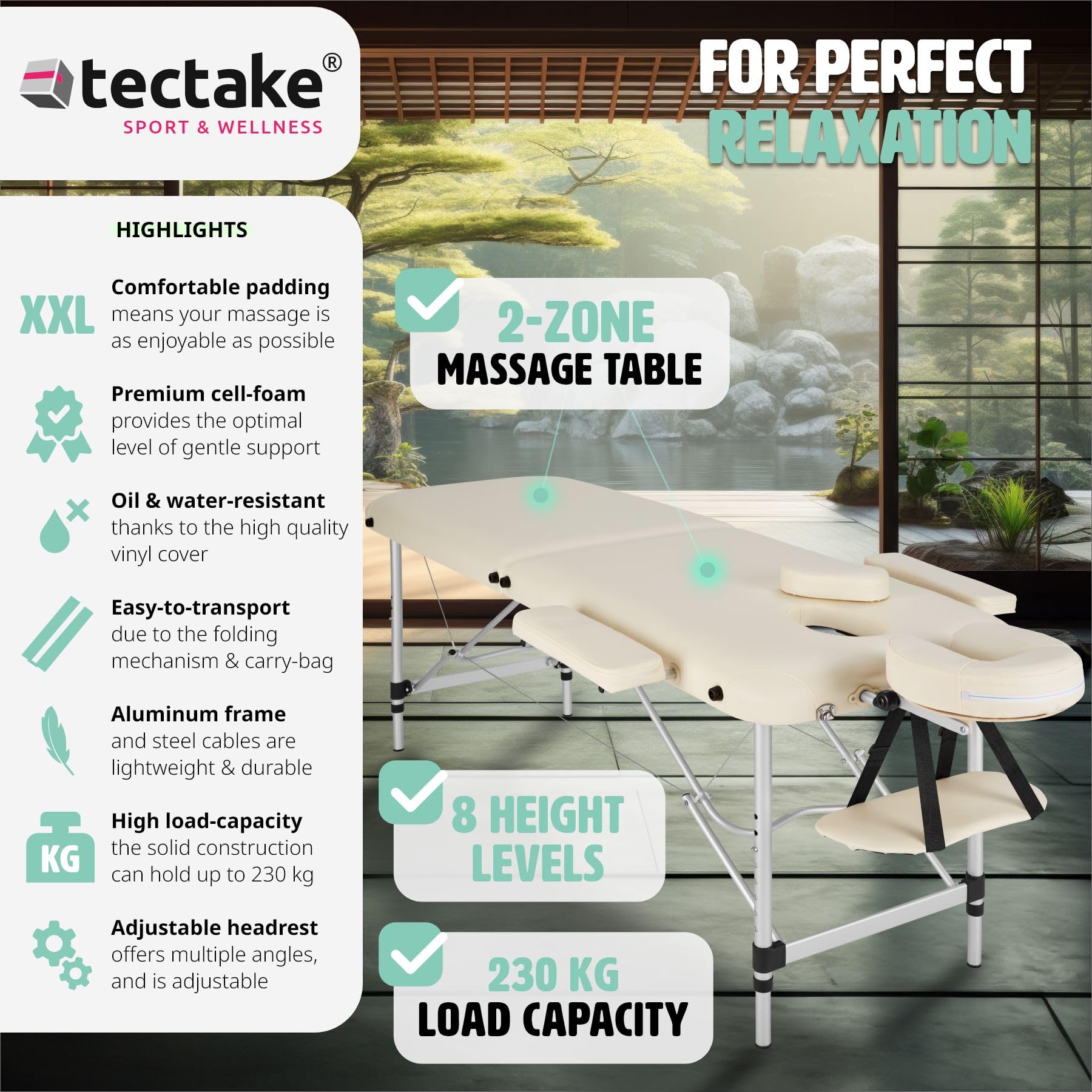 Amazon.co.jp : TecTake 軽量ポータブルマッサージテーブル 快適な2