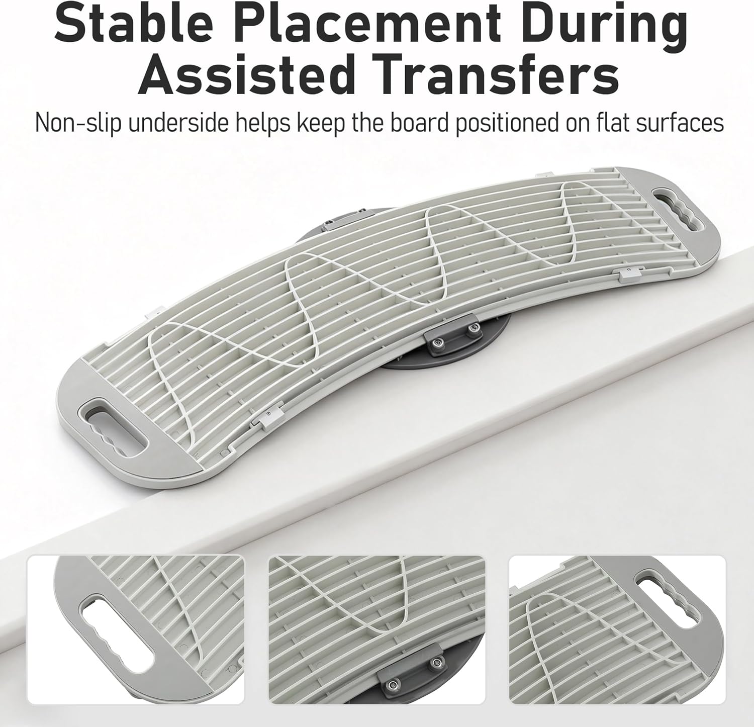 Rotating Transfer Board with Turntable & Dual Assisted Handles - FSA/HSA - Eligible Sliding Transfer Board for Wheelchair to Bed or Sofa, Non-Slip Home Care Mobility Aid for Seniors & Caregivers White